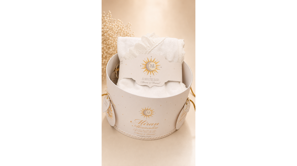 Set Prima Băiță după Botez Soarele Ritualul Blând al Apei Personalizat 14